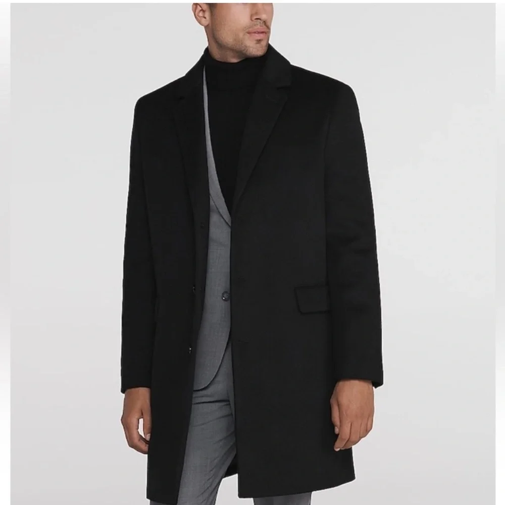 Express Brand New Men's Black Wool-Blend
Overcoat. Size Medium - Picture 4 of 16